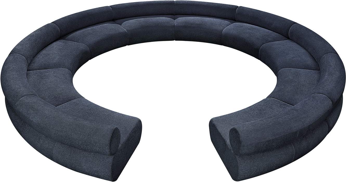 Meridian Furniture - Bale 202" Navy Chenille Fabric Upholstered 10 pc. Sectional - 114Navy-S10A - GreatFurnitureDeal