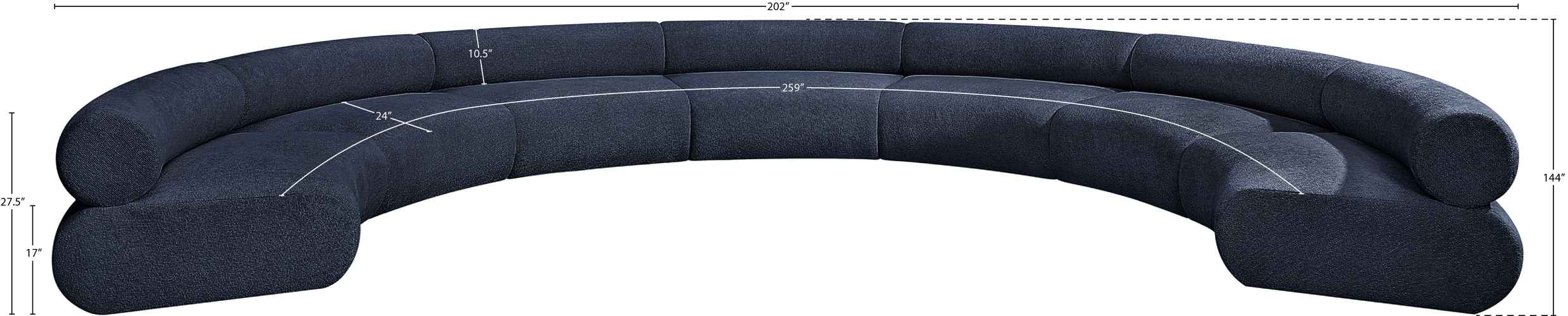 Meridian Furniture - Bale 202" Navy Chenille Fabric Upholstered 7 pc. Sectional - 114Navy-S7A - GreatFurnitureDeal