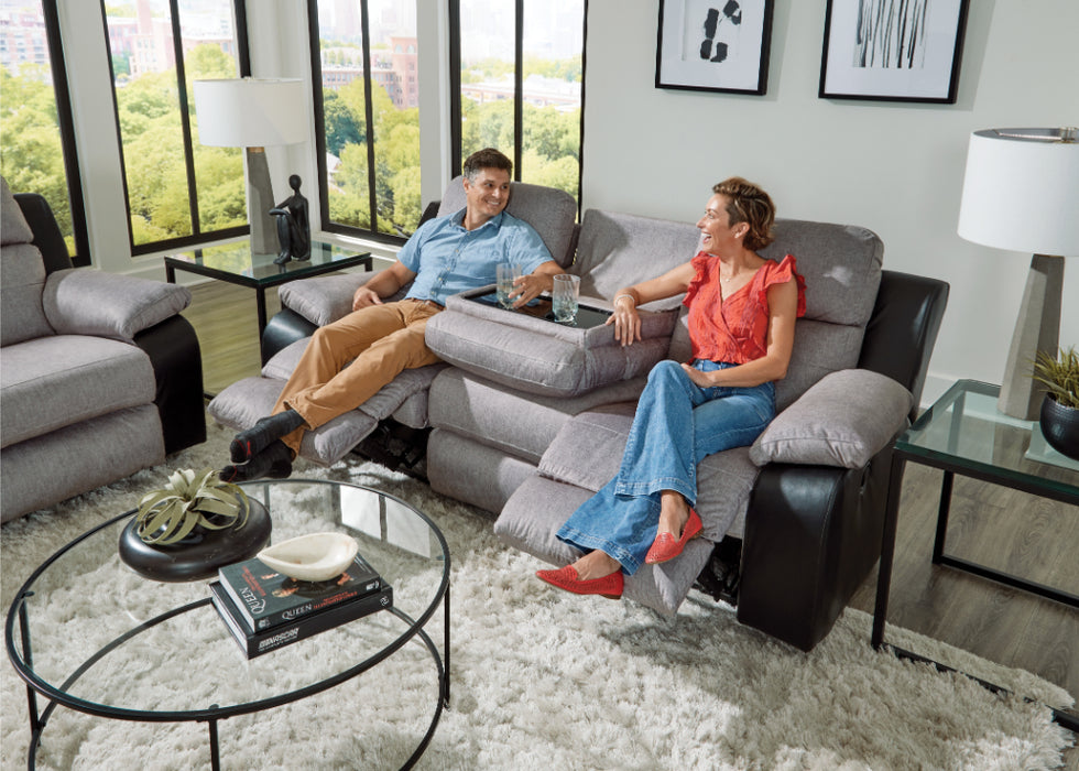 Catnapper - Felix 2 Piece Reclining Sofa Set in Black/Granite - 11445-42-BLACK - GreatFurnitureDeal