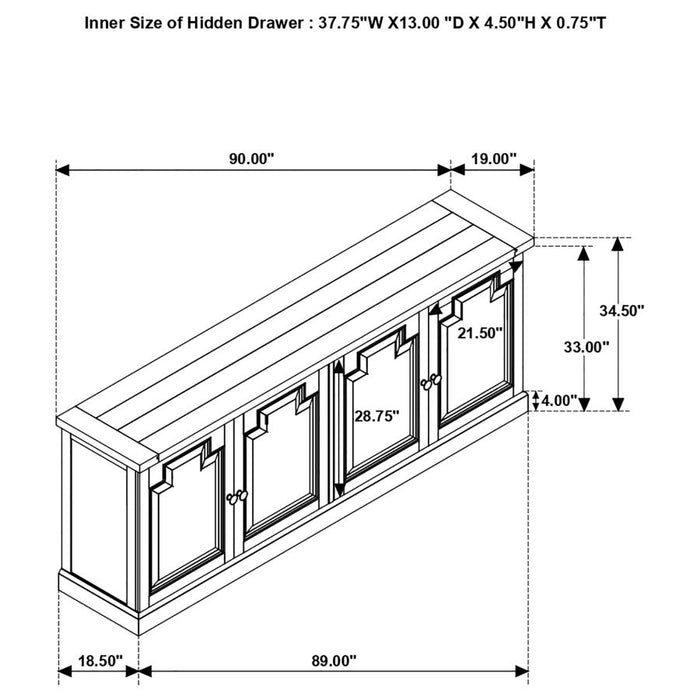 Coaster Furniture - Florence 4-Door Dining Sideboard Buffet Distressed Black - 115535 - GreatFurnitureDeal