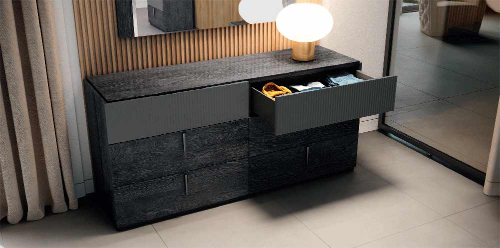 ESF Furniture - Onyx Double Dresser with Mirror in Metallic Matte - ONYXDD-MIRROR - GreatFurnitureDeal
