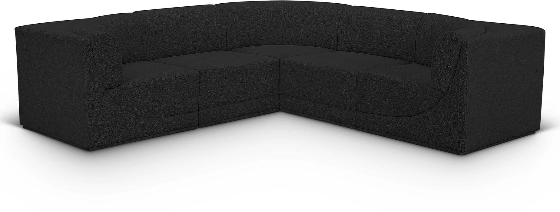 Meridian Furniture - Ollie 98" Black Boucle Fabric Upholstered 5pc. Sectional - 118Black-Sec5B - GreatFurnitureDeal