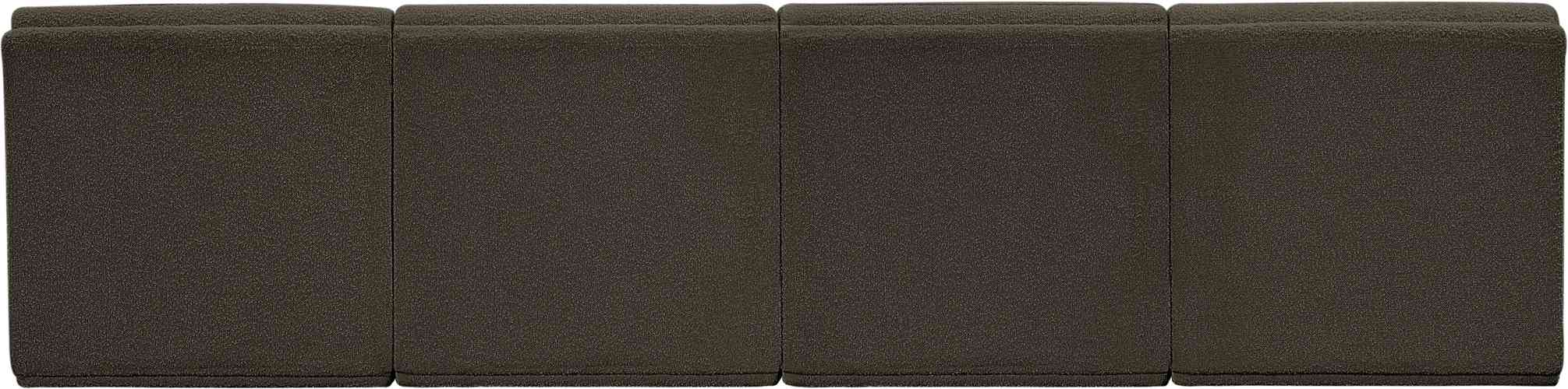 Meridian Furniture - Ollie 120" Brown Boucle Fabric Upholstered 4pc. Armless Sofa - 118Brown-S120 - GreatFurnitureDeal