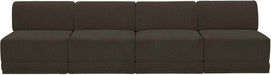 Meridian Furniture - Ollie 120" Brown Boucle Fabric Upholstered 4pc. Armless Sofa - 118Brown-S120 - GreatFurnitureDeal
