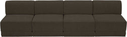 Meridian Furniture - Ollie 120" Brown Boucle Fabric Upholstered 4pc. Armless Sofa - 118Brown-S120 - GreatFurnitureDeal