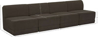 Meridian Furniture - Ollie 120" Brown Boucle Fabric Upholstered 4pc. Armless Sofa - 118Brown-S120 - GreatFurnitureDeal