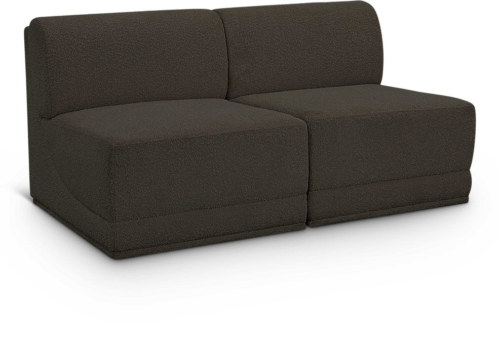 Meridian Furniture - Ollie 60" Brown Boucle Fabric Upholstered 2pc. Armless Loveseat - 118Brown-S60 - GreatFurnitureDeal