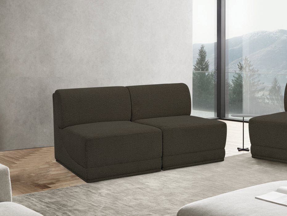 Meridian Furniture - Ollie 60" Brown Boucle Fabric Upholstered 2pc. Armless Loveseat - 118Brown-S60 - GreatFurnitureDeal