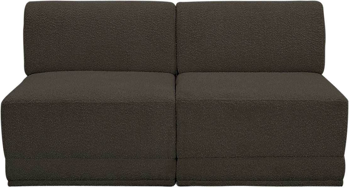 Meridian Furniture - Ollie 60" Brown Boucle Fabric Upholstered 2pc. Armless Loveseat - 118Brown-S60 - GreatFurnitureDeal