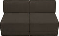 Meridian Furniture - Ollie 60" Brown Boucle Fabric Upholstered 2pc. Armless Loveseat - 118Brown-S60 - GreatFurnitureDeal