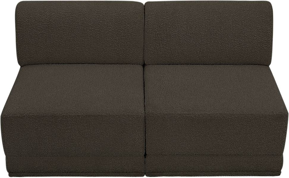 Meridian Furniture - Ollie 60" Brown Boucle Fabric Upholstered 2pc. Armless Loveseat - 118Brown-S60 - GreatFurnitureDeal