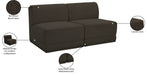 Meridian Furniture - Ollie 60" Brown Boucle Fabric Upholstered 2pc. Armless Loveseat - 118Brown-S60 - GreatFurnitureDeal
