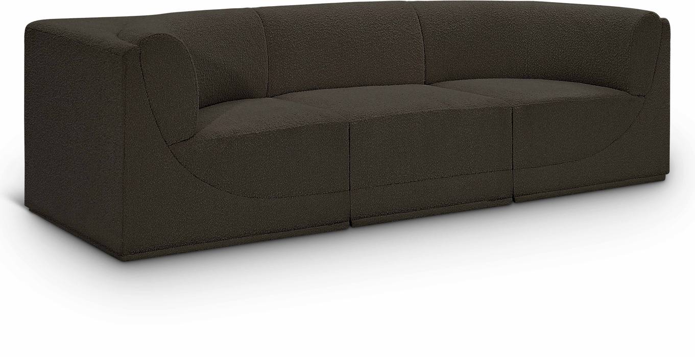 Meridian Furniture - Ollie 98" Brown Boucle Fabric Upholstered 3pc. Sofa - 118Brown-S98 - GreatFurnitureDeal