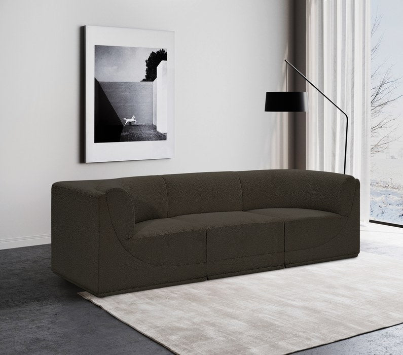 Meridian Furniture - Ollie 98" Brown Boucle Fabric Upholstered 3pc. Sofa - 118Brown-S98 - GreatFurnitureDeal