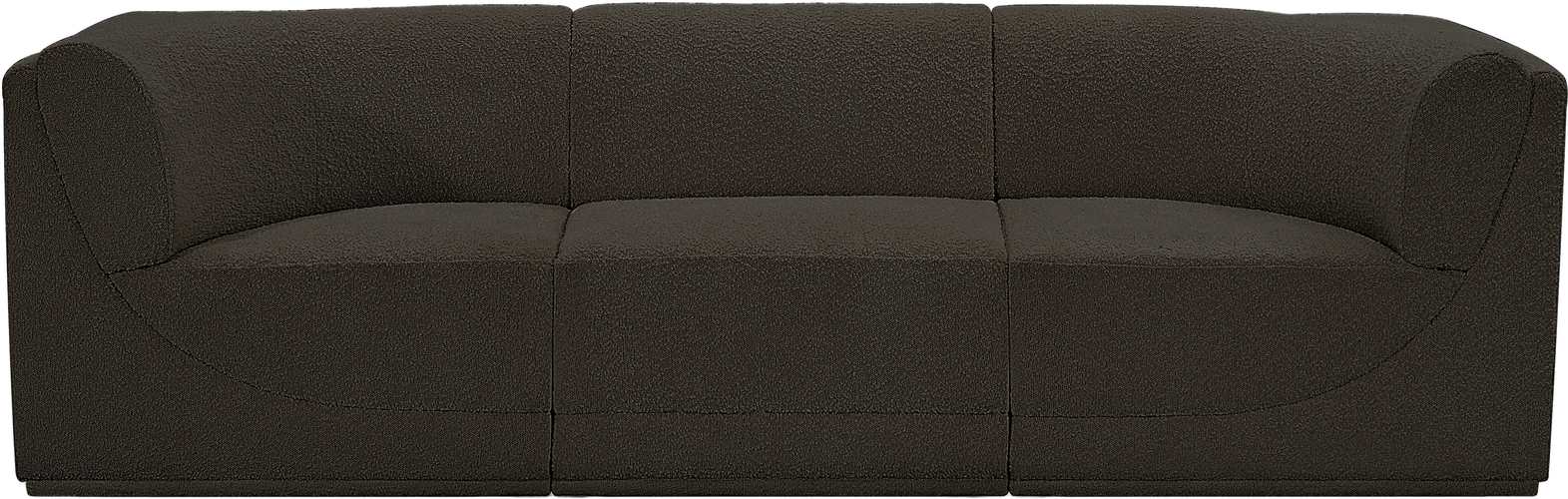 Meridian Furniture - Ollie 98" Brown Boucle Fabric Upholstered 3pc. Sofa - 118Brown-S98 - GreatFurnitureDeal