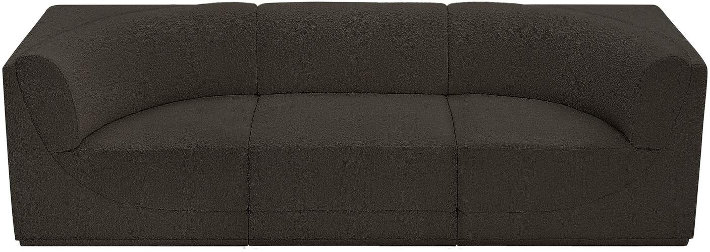 Meridian Furniture - Ollie 98" Brown Boucle Fabric Upholstered 3pc. Sofa - 118Brown-S98 - GreatFurnitureDeal