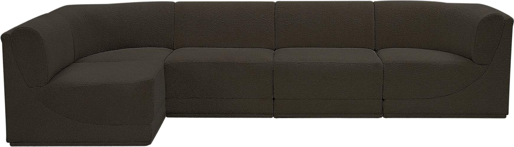 Meridian Furniture - Ollie 128" Brown Boucle Fabric Upholstered 5pc. Sectional - 118Brown-Sec5A - GreatFurnitureDeal