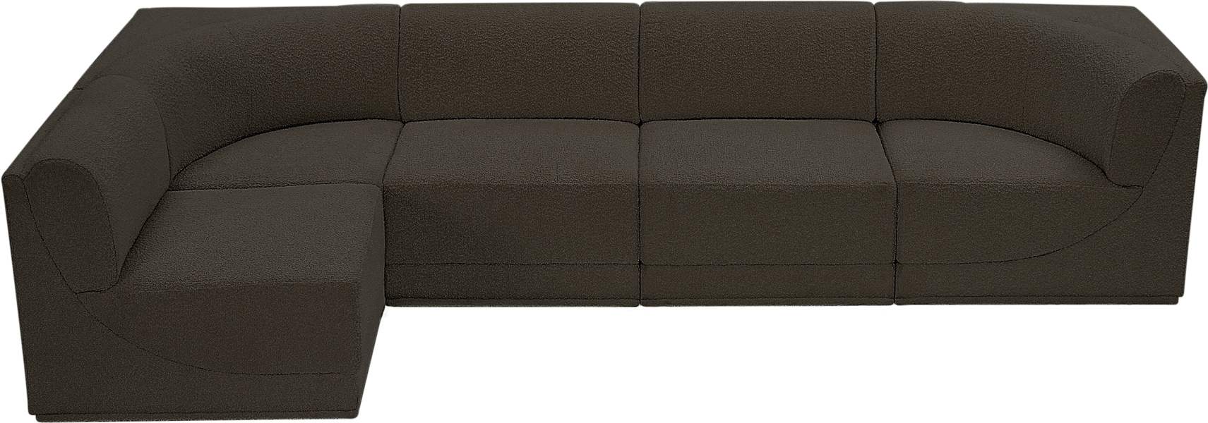 Meridian Furniture - Ollie 128" Brown Boucle Fabric Upholstered 5pc. Sectional - 118Brown-Sec5A - GreatFurnitureDeal