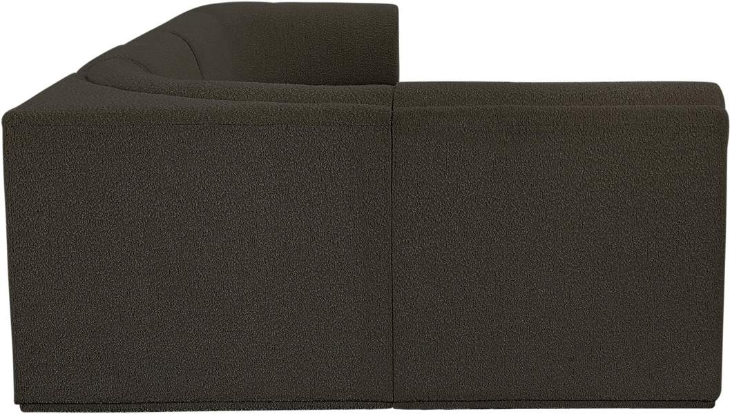 Meridian Furniture - Ollie 128" Brown Boucle Fabric Upholstered 5pc. Sectional - 118Brown-Sec5A - GreatFurnitureDeal