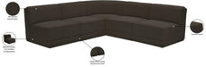 Meridian Furniture - Ollie 94" Brown Boucle Fabric Upholstered 5pc. Sectional - 118Brown-Sec5C - GreatFurnitureDeal