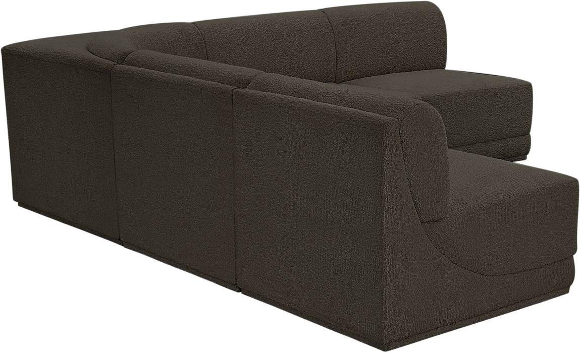 Meridian Furniture - Ollie 94" Brown Boucle Fabric Upholstered 5pc. Sectional - 118Brown-Sec5C - GreatFurnitureDeal