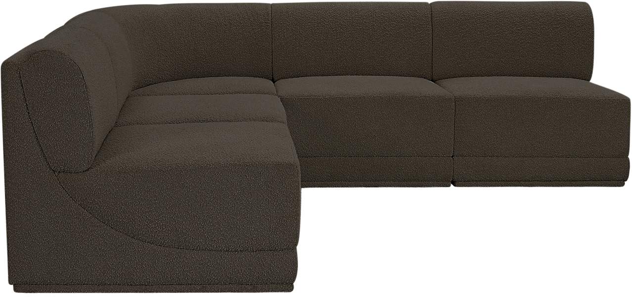 Meridian Furniture - Ollie 94" Brown Boucle Fabric Upholstered 5pc. Sectional - 118Brown-Sec5C - GreatFurnitureDeal
