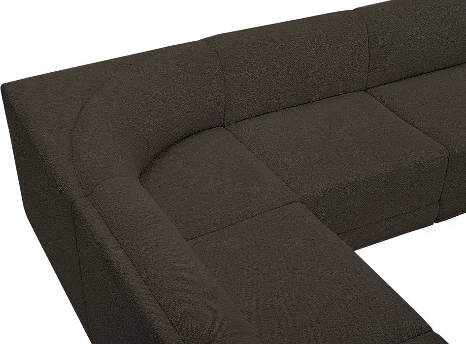 Meridian Furniture - Ollie 94" Brown Boucle Fabric Upholstered 5pc. Sectional - 118Brown-Sec5C - GreatFurnitureDeal