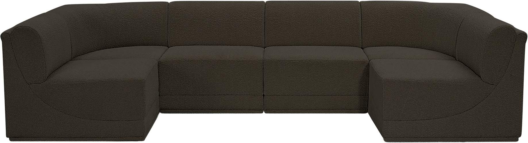 Meridian Furniture - Ollie 128" Brown Boucle Fabric Upholstered 6pc. Sectional - 118Brown-Sec6B - GreatFurnitureDeal