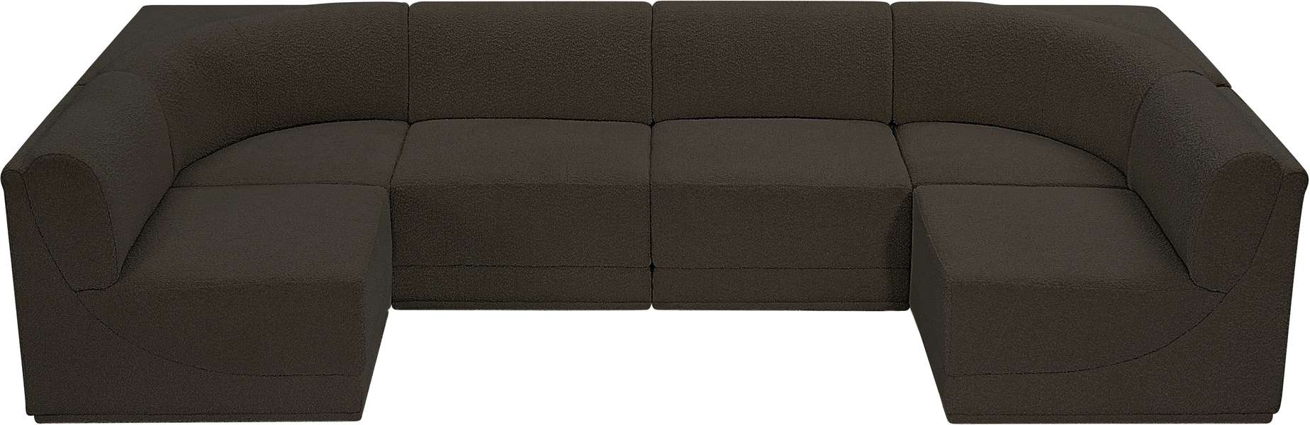 Meridian Furniture - Ollie 128" Brown Boucle Fabric Upholstered 6pc. Sectional - 118Brown-Sec6B - GreatFurnitureDeal