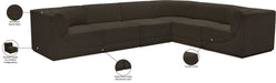 Meridian Furniture - Ollie 128" Brown Boucle Fabric Upholstered 6pc. Sectional - 118Brown-Sec6C - GreatFurnitureDeal