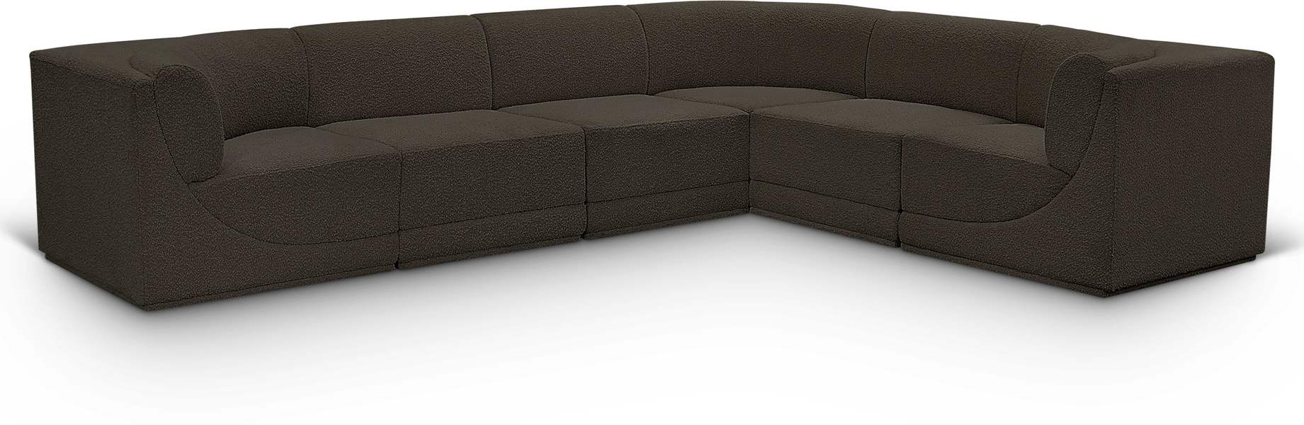 Meridian Furniture - Ollie 128" Brown Boucle Fabric Upholstered 6pc. Sectional - 118Brown-Sec6C - GreatFurnitureDeal