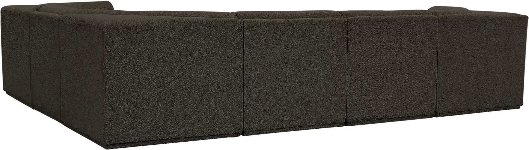 Meridian Furniture - Ollie 128" Brown Boucle Fabric Upholstered 6pc. Sectional - 118Brown-Sec6C - GreatFurnitureDeal