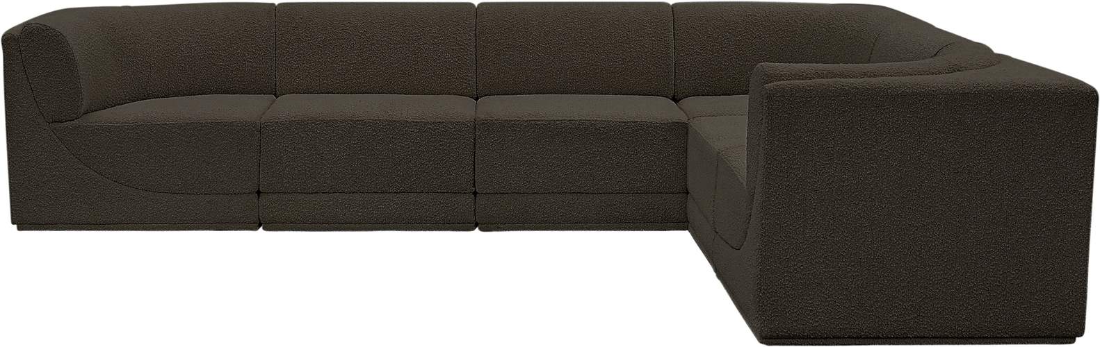 Meridian Furniture - Ollie 128" Brown Boucle Fabric Upholstered 6pc. Sectional - 118Brown-Sec6C - GreatFurnitureDeal