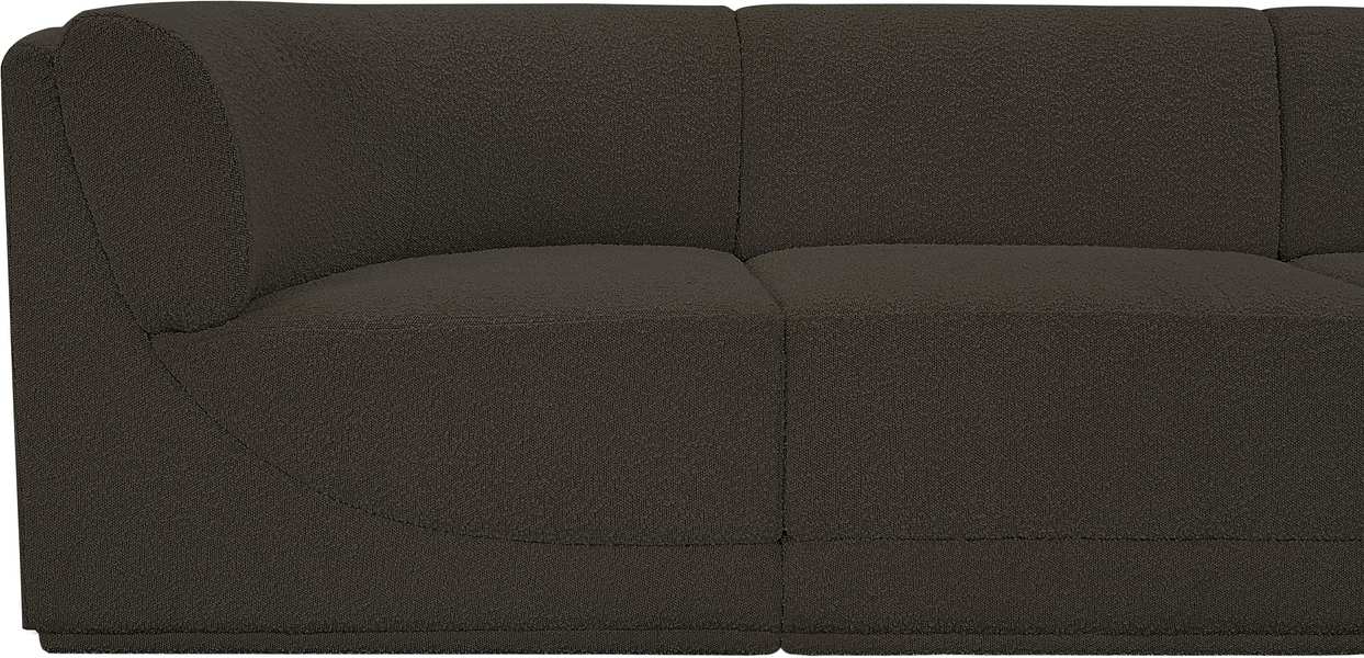 Meridian Furniture - Ollie 128" Brown Boucle Fabric Upholstered 6pc. Sectional - 118Brown-Sec6C - GreatFurnitureDeal