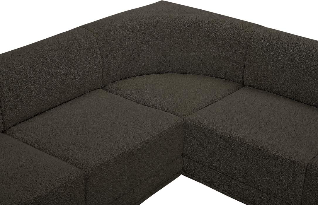 Meridian Furniture - Ollie 128" Brown Boucle Fabric Upholstered 6pc. Sectional - 118Brown-Sec6C - GreatFurnitureDeal