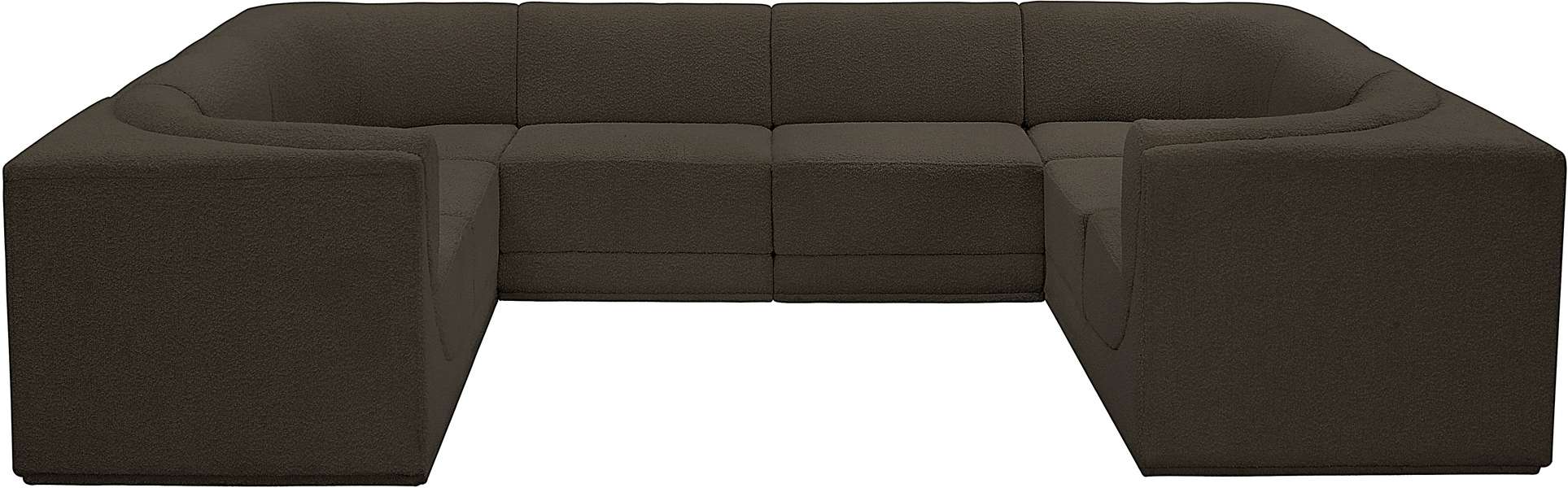 Meridian Furniture - Ollie 128" Brown Boucle Fabric Upholstered 8pc. Sectional - 118Brown-Sec8A - GreatFurnitureDeal