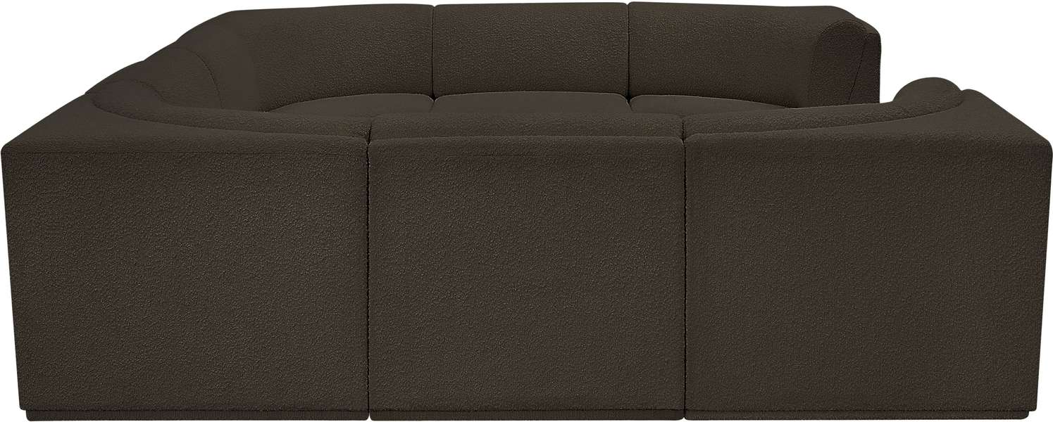 Meridian Furniture - Ollie 128" Brown Boucle Fabric Upholstered 8pc. Sectional - 118Brown-Sec8A - GreatFurnitureDeal