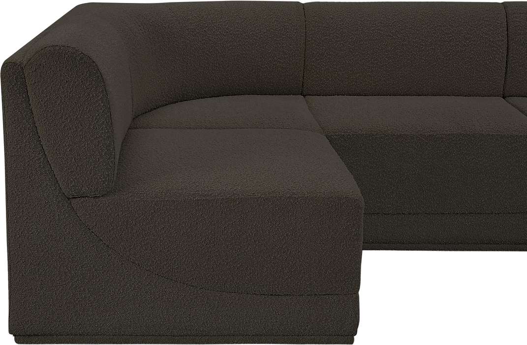 Meridian Furniture - Ollie 218" Brown Boucle Fabric Upholstered 8pc. Sectional - 118Brown-Sec8C - GreatFurnitureDeal