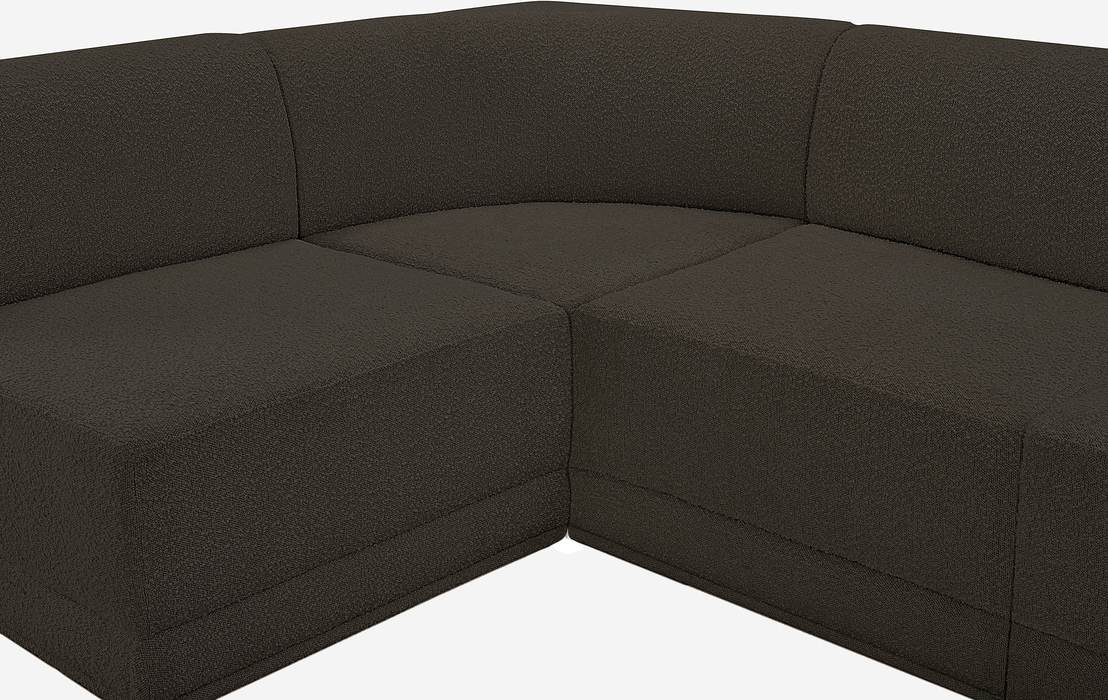 Meridian Furniture - Ollie 218" Brown Boucle Fabric Upholstered 8pc. Sectional - 118Brown-Sec8C - GreatFurnitureDeal