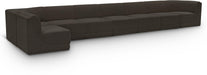 Meridian Furniture - Ollie 218" Brown Boucle Fabric Upholstered 8pc. Sectional - 118Brown-Sec8C - GreatFurnitureDeal