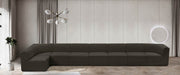 Meridian Furniture - Ollie 218" Brown Boucle Fabric Upholstered 8pc. Sectional - 118Brown-Sec8C - GreatFurnitureDeal
