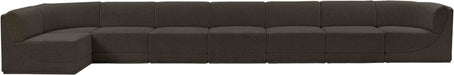 Meridian Furniture - Ollie 218" Brown Boucle Fabric Upholstered 8pc. Sectional - 118Brown-Sec8C - GreatFurnitureDeal