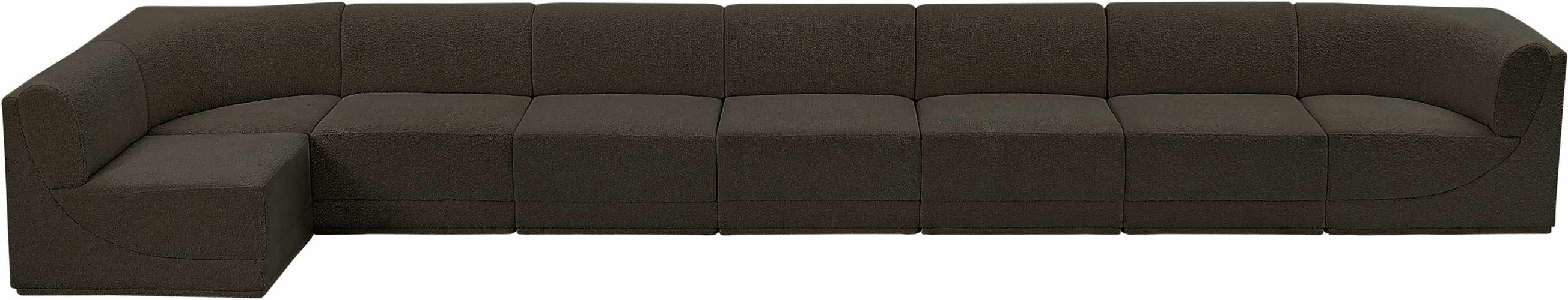 Meridian Furniture - Ollie 218" Brown Boucle Fabric Upholstered 8pc. Sectional - 118Brown-Sec8C - GreatFurnitureDeal