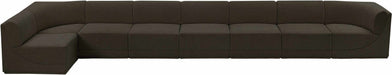 Meridian Furniture - Ollie 218" Brown Boucle Fabric Upholstered 8pc. Sectional - 118Brown-Sec8C - GreatFurnitureDeal