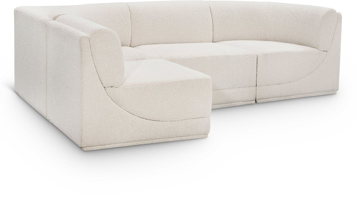 Meridian Furniture - Ollie 98" Cream Boucle Fabric Upholstered 4pc. Sectional - 118Cream-Sec4A - GreatFurnitureDeal