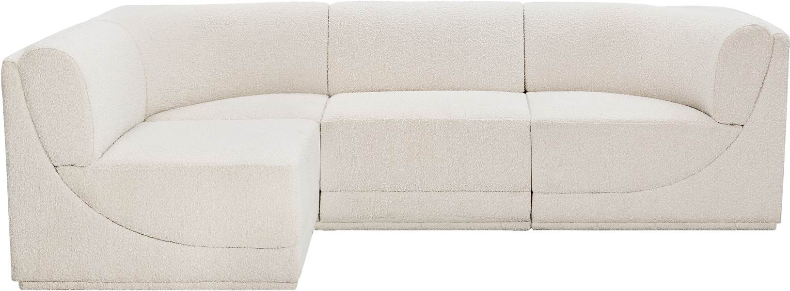 Meridian Furniture - Ollie 98" Cream Boucle Fabric Upholstered 4pc. Sectional - 118Cream-Sec4A - GreatFurnitureDeal