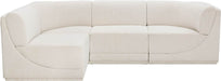 Meridian Furniture - Ollie 98" Cream Boucle Fabric Upholstered 4pc. Sectional - 118Cream-Sec4A - GreatFurnitureDeal