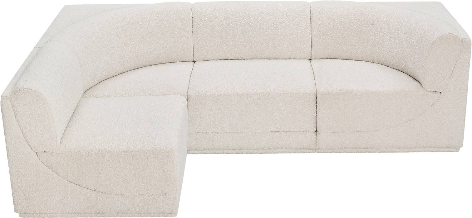 Meridian Furniture - Ollie 98" Cream Boucle Fabric Upholstered 4pc. Sectional - 118Cream-Sec4A - GreatFurnitureDeal