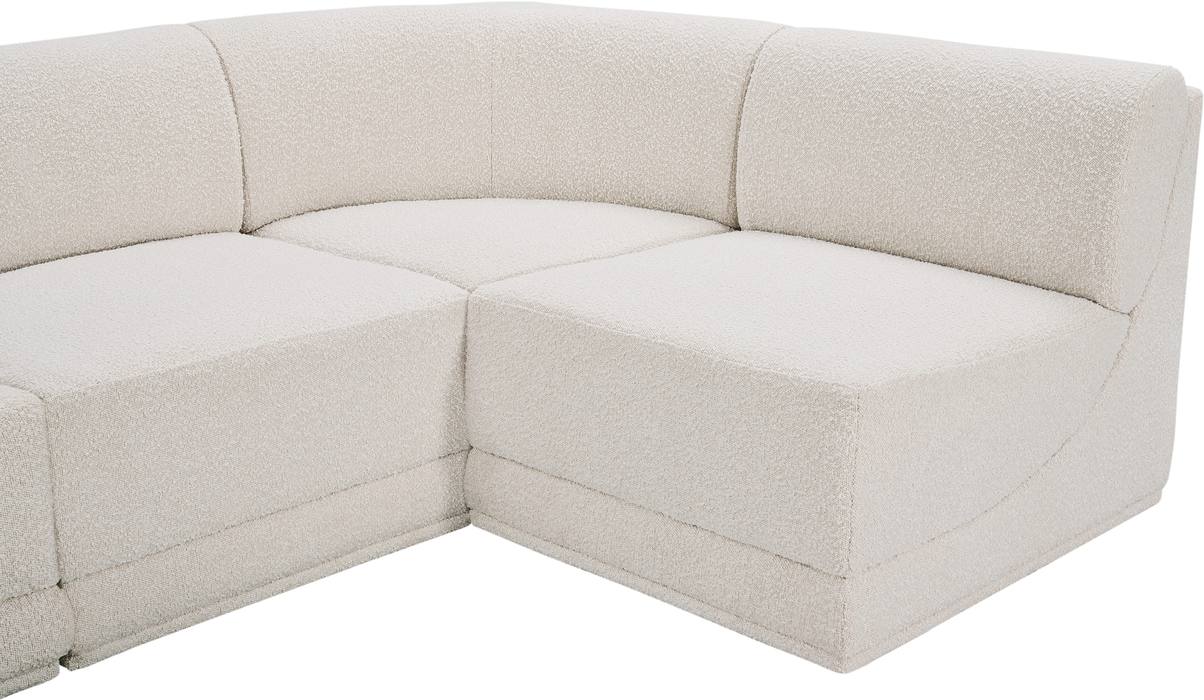 Meridian Furniture - Ollie 98" Cream Boucle Fabric Upholstered 4pc. Sectional - 118Cream-Sec4A - GreatFurnitureDeal