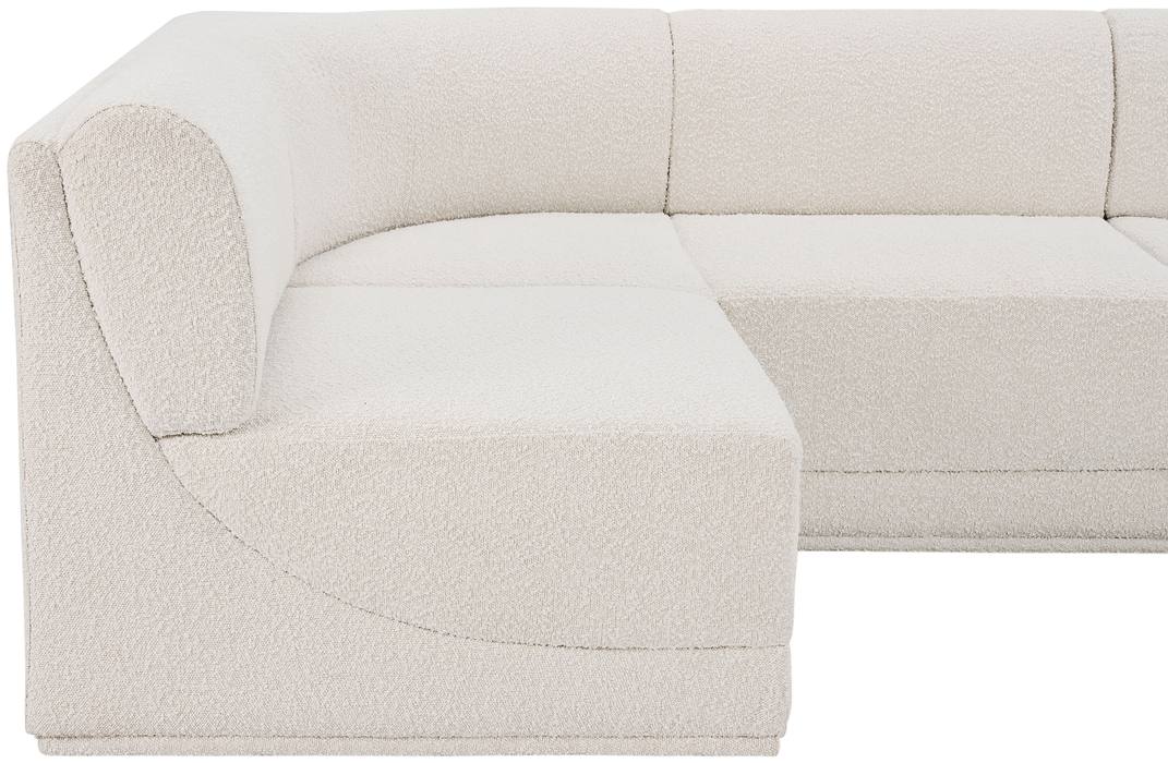 Meridian Furniture - Ollie 158" Cream Boucle Fabric Upholstered 6pc. Sectional - 118Cream-Sec6A - GreatFurnitureDeal